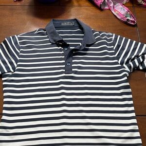 G/FORE Navy and White Striped Polo Shirt